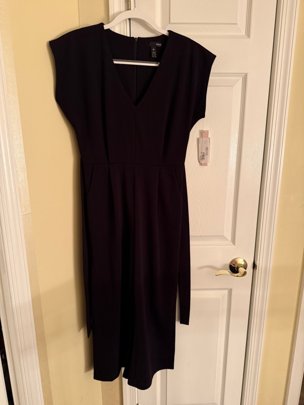 Aqua Black V-Neck Pantsuit with Pockets